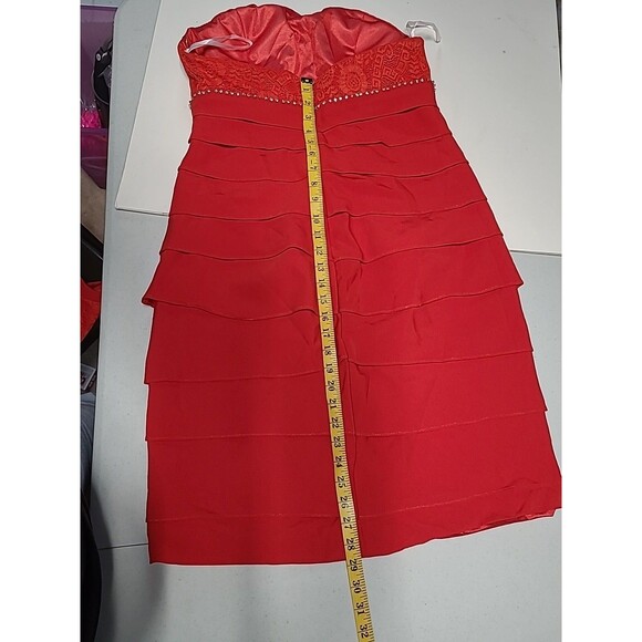 2 piece  Gorgeous Lace Detailed Formal Prom Wedding Dress Size 14 Red (E28) - Picture 7 of 12